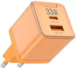 Сетевое зарядное устройство Jellico EU55 33w GaN PD USB-C/USB-A ports charger + USB-C to Lightning cable orange - фото Сетевое зарядное устройство Jellico EU55 33w GaN PD USB-C/USB-A ports charger + USB-C to Lightning cable orange