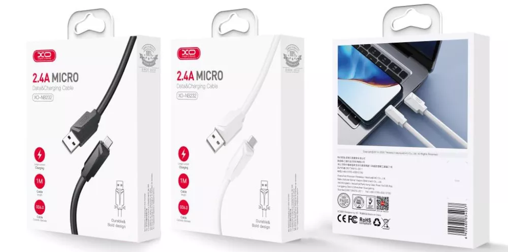 Кабель XO NB232 USB-A - micro USB 12w 2.4a 1м cable Black - фото 3