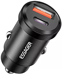 Автомобільний зарядний пристрій Essager 30w PD USB-C/USB-A ports car charger black (ECCAC-TL01)