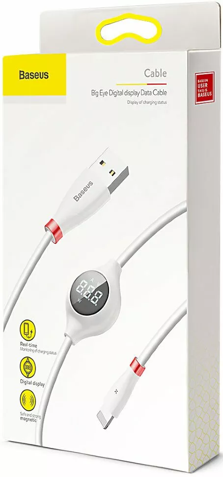 Кабель Baseus Big Eye Digital Display USB-A - Lightning 10w 1.2м cable White (CALEYE-02) - фото 5