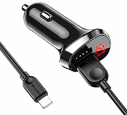 Автомобильное зарядное устройство Borofone BZ15 Auspicious 2.4a 2xUSB-A ports car charger + Lightning cable black - фото Автомобильное зарядное устройство Borofone BZ15 Auspicious 2.4a 2xUSB-A ports car charger + Lightning cable black