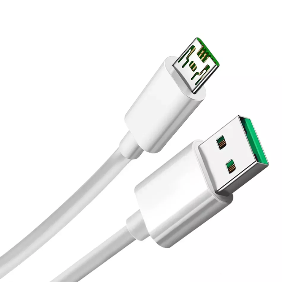 Кабель Oppo VOOC USB-A - micro USB 20w 4a 1м cable White - фото 1