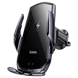 Держатель с беспроводной зарядкой, с автозажимом Hoco CA202 Plus Enlightener infrared induction wireless charing Black - фото Держатель с беспроводной зарядкой, с автозажимом Hoco CA202 Plus Enlightener infrared induction wireless charing Black