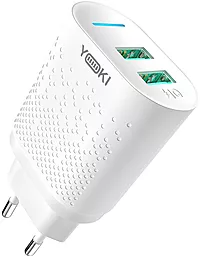 Сетевое зарядное устройство Yoki Led Series YK-2.4Dual 12W 2.4A 2xUSB-A White