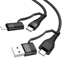 Кабель USB PD Borofone Multi-Energy 60w 20a 4-in-1 USB-A+C to Lightning/Type-C cable black - миниатюра 2