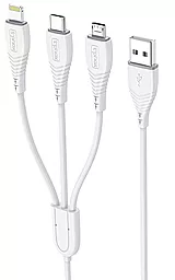 Кабель USB T-PHOX T-F831 Plus 12w 3a 3-in-1 USB to Type-C/Lightning/micro USB cable White