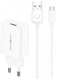 Сетевое зарядное устройство Usams Usams T48 18w QC3.0 home charger + micro USB cable white - фото Сетевое зарядное устройство Usams Usams T48 18w QC3.0 home charger + micro USB cable white