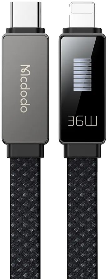 Кабель McDodo LED Display USB Type-C - Lightning 36w 3а 1.2м PD cable Black (CA-4960) - фото 2