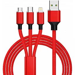 Універсальний кабель XoKo SC-330 3-in-1 USB-A to Type-C/Lightning/micro USB 12w 2.4a 1.2м сable Red (SC-330-RD)