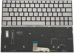 Клавиатура для ноутбука Asus UX333 series с подсветкой клавиш без рамки Silver