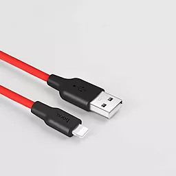 Кабель USB Hoco X21 Plus Silicone Lightning Cable Black/Red - миниатюра 3