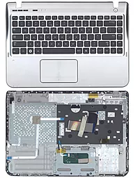 Клавіатура для ноутбуку Samsung SF310 з топ панеллю чорна/срібляста