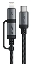 Універсальний USB PD кабель AceFast C20-01 2-in-1 USB Type-C to Type-C/Lightning 60w 3a 1.2м PD cable Black