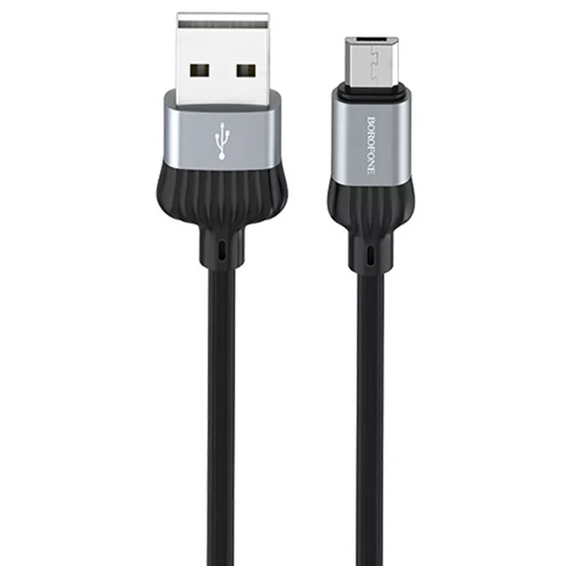 Кабель Borofone BX28 Dignity USB-A - micro USB 12w 2.4a 1м cable Gray/Black - фото 1