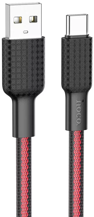Кабель Hoco X69 Jaeger USB-A - Type-C 15w 3a 1м cable Black/Red - фото 1