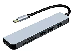 Мультипортовый USB Type-C хаб (концентратор) PrologiX 6-in-1 USB3.1 Type C to HDMI USB3.0 USB2.0 microSD/TF Cardreader (PR-WUC-104B)