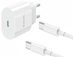 Мережевий зарядний пристрій Jellico AK200 20w PD USB-C home charger + USB-C to USB-C cable white - фото Мережевий зарядний пристрій Jellico AK200 20w PD USB-C home charger + USB-C to USB-C cable white