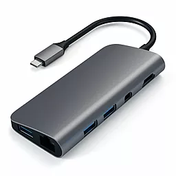 Мультипортовый USB Type-C хаб Satechi USB-C -> USB 3.0/USB Type-C/HDMI/Ethernet/Card Reader/Mini Display port/USB A Space Gray (ST-TCMM8PAM) - миниатюра 3