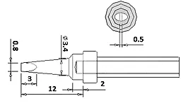 Паяльне жало з двостороннім зрізом Quick QSS200-0.8D - фото Паяльне жало з двостороннім зрізом Quick QSS200-0.8D