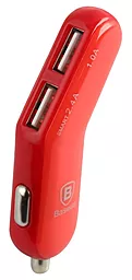 Автомобильное зарядное устройство Baseus 2USB Car charger 2.4A Red (flyest series)