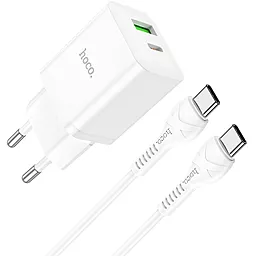 Сетевое зарядное устройство Hoco N28 20w PD USB-C/USB-A ports charger + USB-C to USB-C cable white