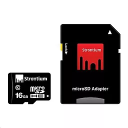 Карта памяти Strontium microSDHC 16GB Class 10 + SD-адаптер (SR16GTFC10A)