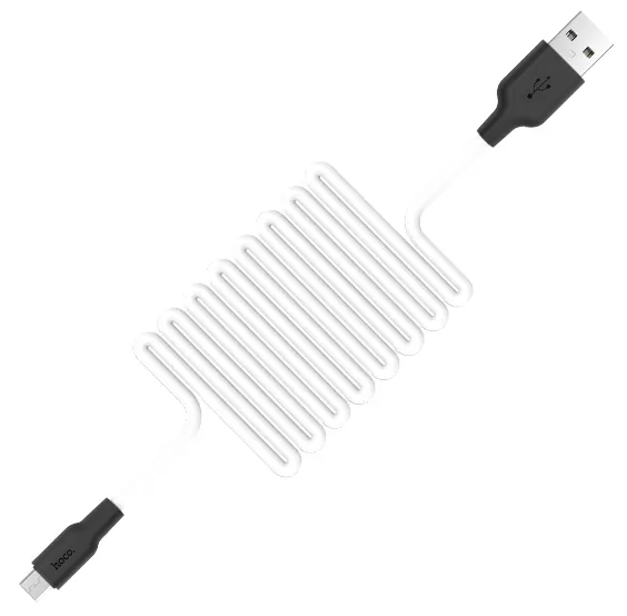 Кабель Hoco X21 Plus Silicone USB-A - micro USB 12w 2.4a 1м cable Black/White - фото 2
