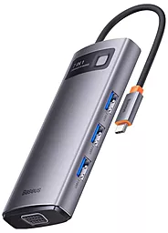 Мультипортовый USB Type-C хаб Baseus Metal Gleam Series 7-in-1 gray (WKWG040013)
