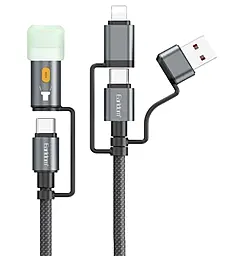 Кабель Earldom EC-IC03 3-in-1 USB Type-C/LED llighting to Type-C/Lightning/USB-A 60w 3a 1.2м PD сable Black - фото Кабель Earldom EC-IC03 3-in-1 USB Type-C/LED llighting to Type-C/Lightning/USB-A 60w 3a 1.2м PD сable Black