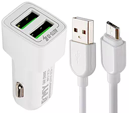 Автомобільний зарядний пристрій EMY MY-20 USB-A 12W 2.4A + micro USB Cable White