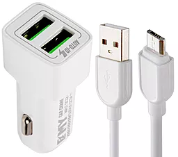Автомобильное зарядное устройство EMY MY-20 2.4a 2xUSB-A ports car charger + micro USB cable white (MY-20-MUW) - фото Автомобильное зарядное устройство EMY MY-20 2.4a 2xUSB-A ports car charger + micro USB cable white (MY-20-MUW)