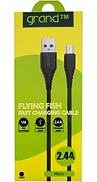 Кабель Grand USB-A - micro USB 12w 2.4a 1м cable Black (GC-C01) - мініатюра 3 Кабель Grand USB-A - micro USB 12w 2.4a 1м cable Black (GC-C01) - мініатюра 3