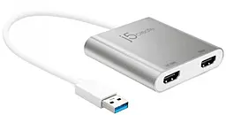 USB-A хаб J5create 2-in-1 silver (JUA365) - фото USB-A хаб J5create 2-in-1 silver (JUA365)