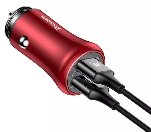 Автомобильное зарядное устройство Baseus Gentleman 24w 2xUSB-A ports car charger red (CCALL-GB09) - фото 3