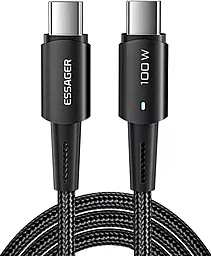 Кабель Essager USB Type-C - Type-C 100w 5a 2м PD cable Black (EXCTT1-CGA01) - фото Кабель Essager USB Type-C - Type-C 100w 5a 2м PD cable Black (EXCTT1-CGA01)
