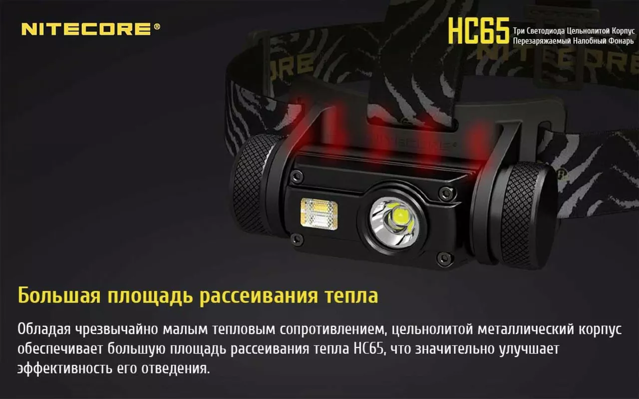 Налобный фонарик Nitecore HC65 (Cree XM-L2 U2 + RED LED) (1x18650, 2xCR123) - фото 15