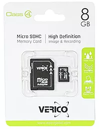 Карта памяти Verico microSDHC 8GB Class 4 + SD-адаптер (1MCOV-MAH683-NN0)