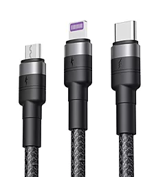 Кабель USB XO NB-Q191 40w 4a 3-in-1 USB to Type-C/Lightning/micro USB cable black - миниатюра 5