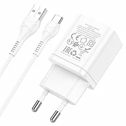 Сетевое зарядное устройство Hoco N25 2.1a 2xUSB-A ports charger + USB-C cable white - миниатюра 2 Сетевое зарядное устройство Hoco N25 2.1a 2xUSB-A ports charger + USB-C cable white - миниатюра 2