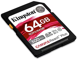 Карта памяти Kingston 64 GB SDXC Class 10 UHS-II U3 Canvas React Plus SDR2/64GB - миниатюра 2