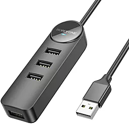 USB хаб Borofone DH5 Erudite 4-in-1 black