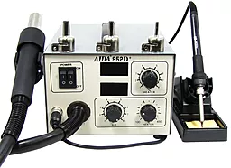 Паяльная станция компрессорная, двухканальная, комбинированная термовоздушная Aida 952D+ (Фен, паяльник, 900М, 270Вт)