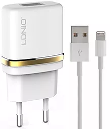 Мережевий зарядний пристрій LDNio USB Home Charger + Lightning Cable White (DL-AC50)