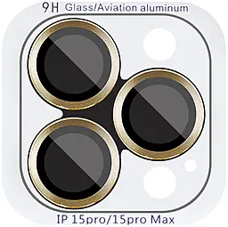 Захисне скло Epik Metal Classic на камеру для Apple iPhone 15 Pro, iPhone 15 Pro Max Gold - фото Захисне скло Epik Metal Classic на камеру для Apple iPhone 15 Pro, iPhone 15 Pro Max Gold