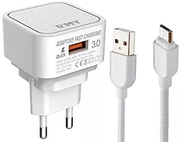 Сетевое зарядное устройство EMY MY-A302Q 18w QC3.0 home charger + micro USB cable white (MY-A302Q-MUW) - фото Сетевое зарядное устройство EMY MY-A302Q 18w QC3.0 home charger + micro USB cable white (MY-A302Q-MUW)