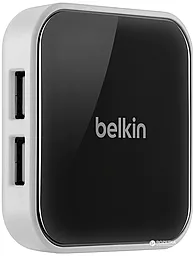 хаб Belkin USB 2.0, Slim, 4 порта, активный с БП, Black/White - миниатюра 2