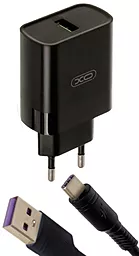 Сетевое зарядное устройство с быстрой зарядкой XO L63 15w QC3.0 home charger + USB-C cable black - фото Сетевое зарядное устройство с быстрой зарядкой XO L63 15w QC3.0 home charger + USB-C cable black