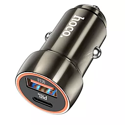 Автомобильное зарядное устройство Hoco Z46A 20w PD USB-C/USB-A ports car charger metal grey