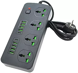 Сетевой фильтр (удлинитель) Voltronic ТВ-Т91 4 розетки 8xUSB-A-2xUSB-C 2M c выключателем чёрный