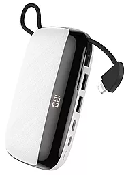Повербанк Hoco S29 Nimble 10000 mAh (с кабелем Lightning) White - фото Повербанк Hoco S29 Nimble 10000 mAh (с кабелем Lightning) White